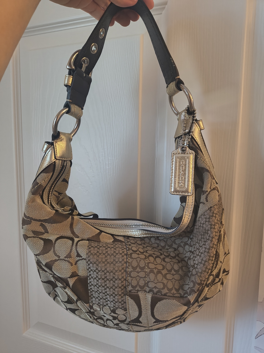 Vintage Coach Metallic Patchwork Hobo Bag